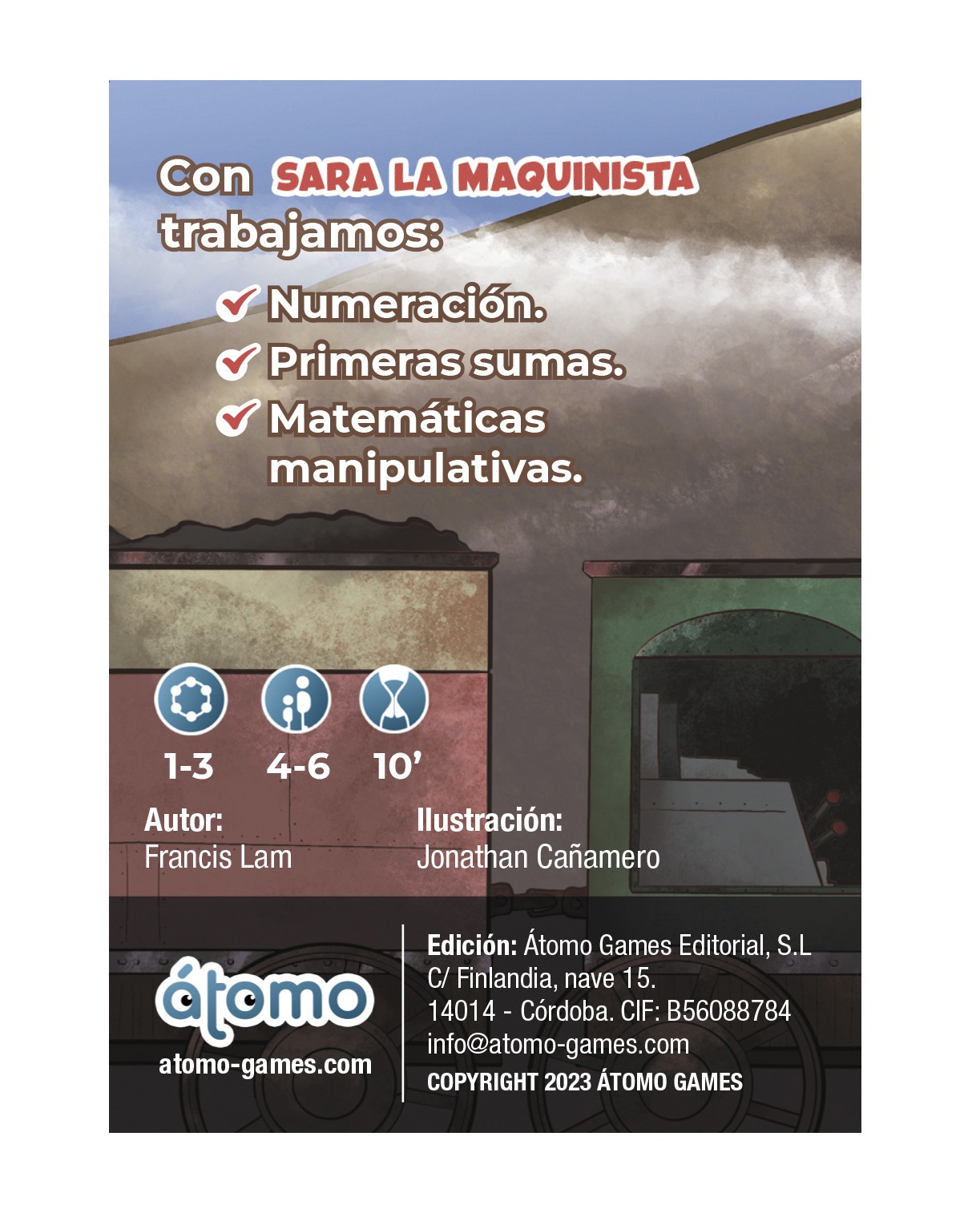 Atomo Games Club A: Sara La Maquinista – Juego Educativo De Cartas Para Aprender Sumas, De 4 A 7 Años, De 1 A 3 Jugadores